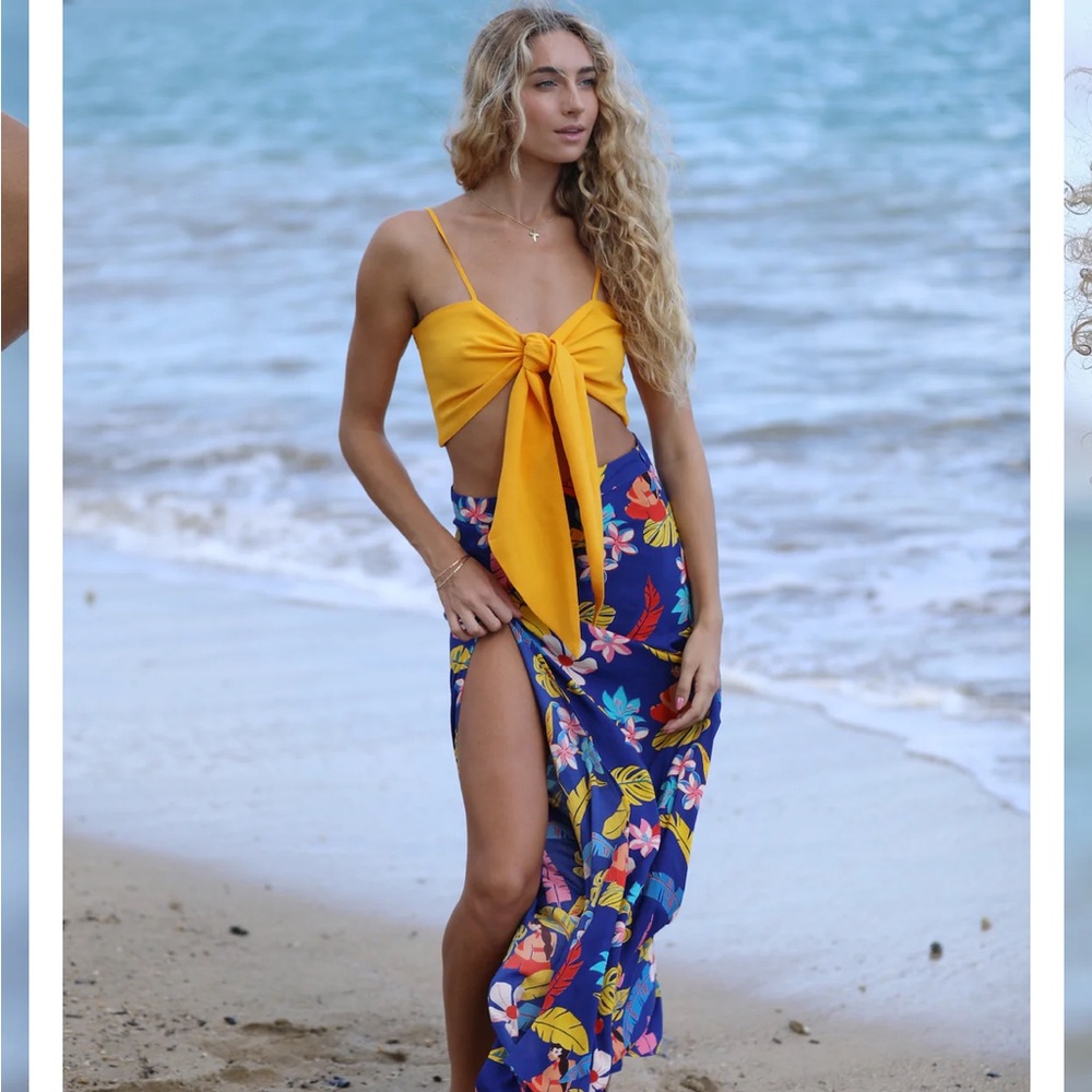 Vibrant Yellow Smocked Tie Tank Top
